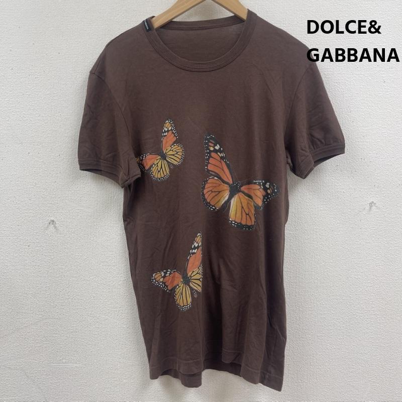 ドルチェアンドガッバーナ DOLCE&GABBANA Tシャツ 半袖 イタリア製 バタフライ 蝶々 グラフィック プリント ブラウン Tシャツ カットソー 茶 / ブラウン / brown メンズ USED 古着 中古 50166972