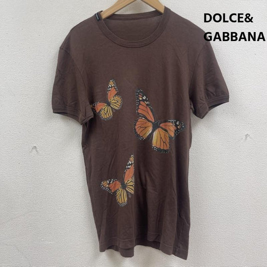 ドルチェアンドガッバーナ DOLCE&GABBANA Tシャツ 半袖 イタリア製 バタフライ 蝶々 グラフィック プリント ブラウン Tシャツ カットソー 茶 / ブラウン / brown メンズ USED 古着 中古 50166972