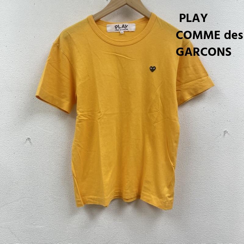 プレイコムデギャルソン PLAY COMME des GARCONS Tシャツ 半袖 日本製 ワンポイント ブラックハート ワッペン ロゴ刺繍 半袖 Tシャツ カットソー S 黄 / イエロー / yellow メンズ USED 古着 中古 50166979