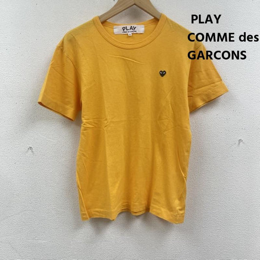 プレイコムデギャルソン PLAY COMME des GARCONS Tシャツ 半袖 日本製 ワンポイント ブラックハート ワッペン ロゴ刺繍 半袖 Tシャツ カットソー S 黄 / イエロー / yellow メンズ USED 古着 中古 50166979