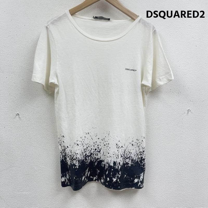 ディースクエアード DSQUARED2 Tシャツ 半袖 イタリア製 ワンポイント 胸ロゴ スプラッシュ ペイント グラデーション 半袖 Tシャツ カットソー XS 白 / ホワイト / white メンズ USED 古着 中古 50166988