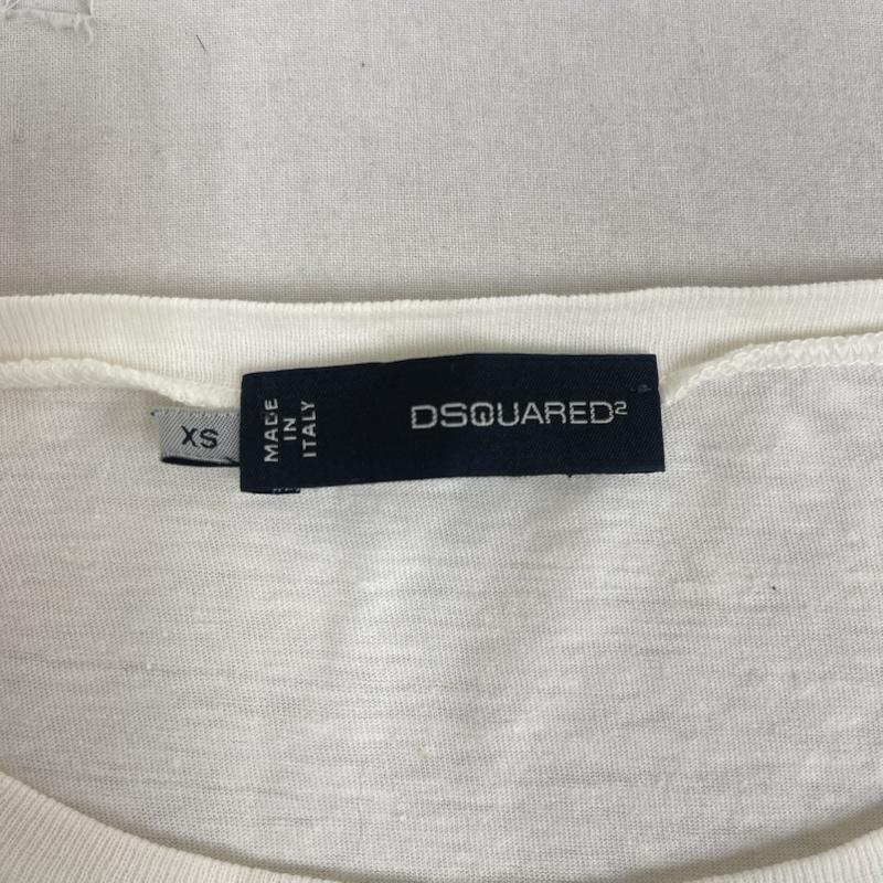 ディースクエアード DSQUARED2 Tシャツ 半袖 イタリア製 ワンポイント 胸ロゴ スプラッシュ ペイント グラデーション 半袖 Tシャツ カットソー XS 白 / ホワイト / white メンズ USED 古着 中古 50166988