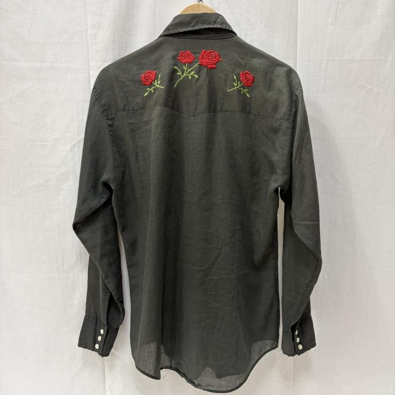 ヴィンテージ VINTAGE シャツ、ブラウス 長袖 Cowboy Joe by ATLANTIC ウエスタンシャツ 薔薇刺繍 ローズ made in usa M 無地 X 刺繍 ダークグレー / ダークグレー / メンズ USED 古着 中古 50166989