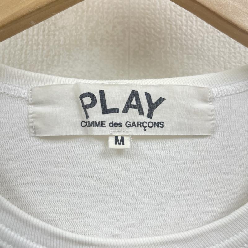 プレイコムデギャルソン PLAY COMME des GARCONS Tシャツ 半袖 3連 レッドハート ワッペン ロゴ刺繍 半袖 Tシャツ カットソー M 白 / ホワイト / white メンズ USED 古着 中古 50166992