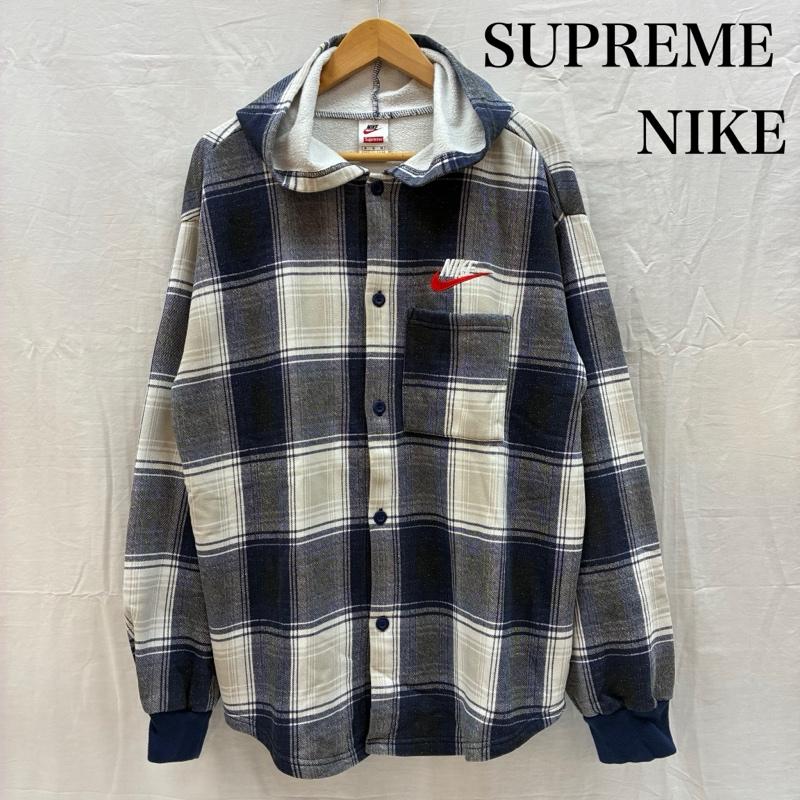 シュプリーム Supreme パーカー 半袖 NIKE 18AW Plaid Hooded Sweatshirt ナイキ チェック フーデッド シャツ パーカー L メンズ USED 古着 中古 50167006