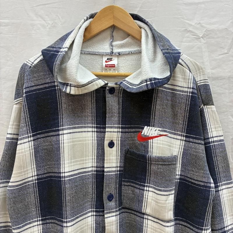 シュプリーム Supreme パーカー 半袖 NIKE 18AW Plaid Hooded Sweatshirt ナイキ チェック フーデッド シャツ パーカー L メンズ USED 古着 中古 50167006