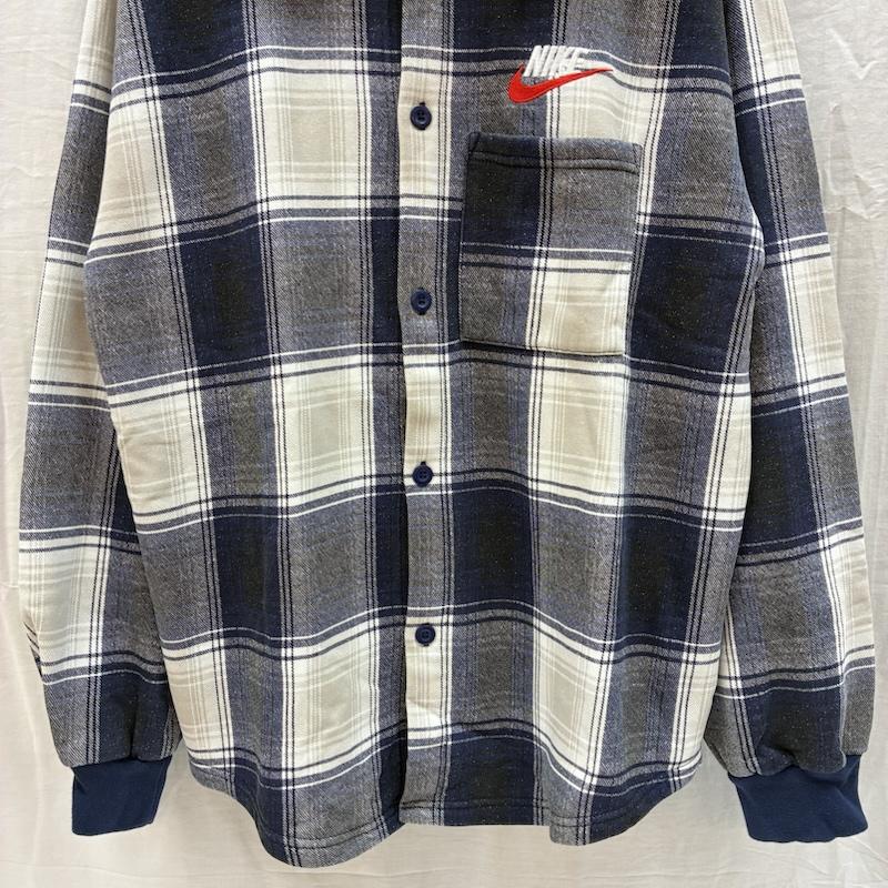 シュプリーム Supreme パーカー 半袖 NIKE 18AW Plaid Hooded Sweatshirt ナイキ チェック フーデッド シャツ パーカー L メンズ USED 古着 中古 50167006