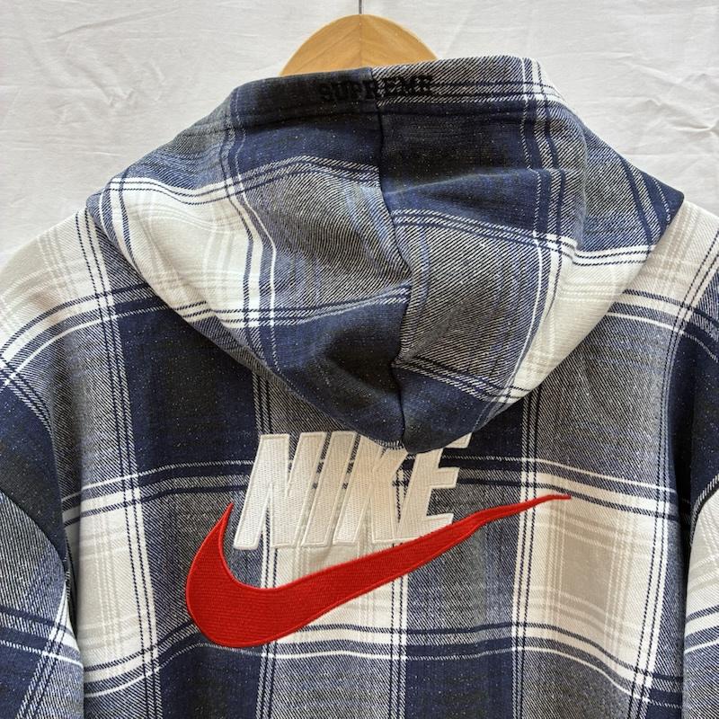 シュプリーム Supreme パーカー 半袖 NIKE 18AW Plaid Hooded Sweatshirt ナイキ チェック フーデッド シャツ パーカー L メンズ USED 古着 中古 50167006