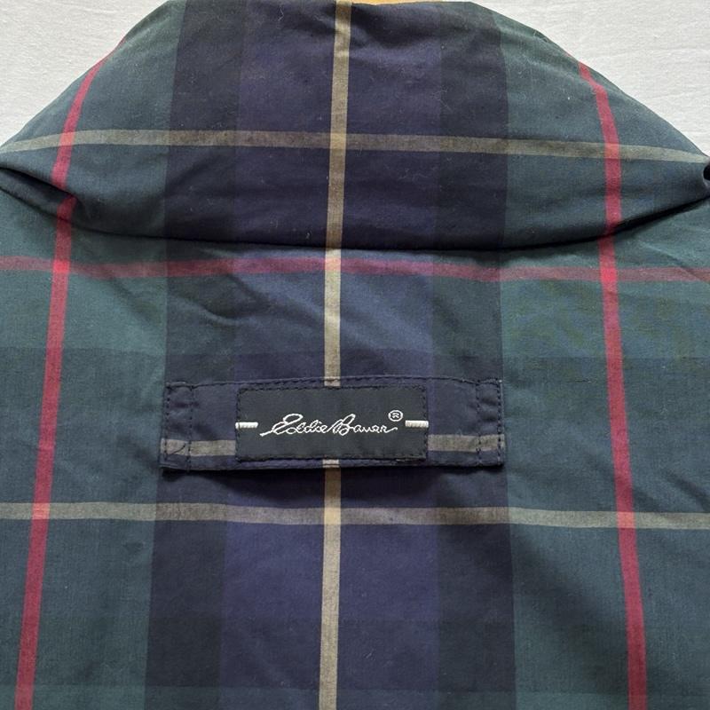 エディーバウアー Eddie Bauer ジャケット、上着 ダウンベスト 90年代 ビンテージ リバーシブル ダウン ベスト ジャケット チェック 無地 90s VINTAGE L 無地 X チェック メンズ USED 古着 中古 50167018