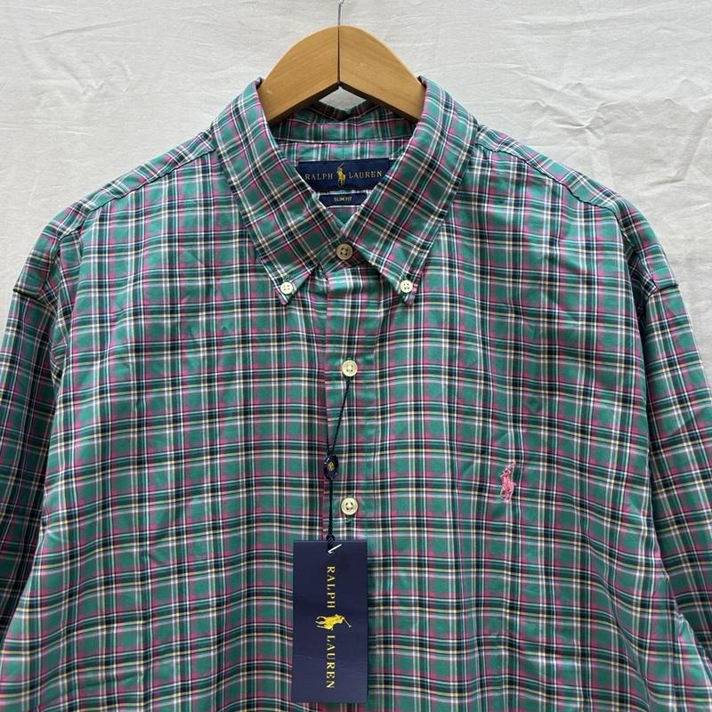 ラルフローレン RALPHLAUREN シャツ、ブラウス 長袖 SLIM FIT スリムフィット タータンチェック ボタンダウン 長袖 シャツ XL チェック メンズ USED 古着 中古 50167023