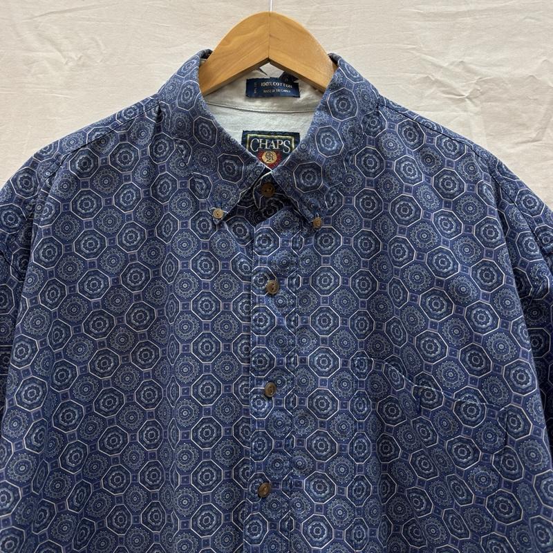 チャップスラルフローレン CHAPSRALPHLAUREN シャツ、ブラウス 半袖 80年代 ビンテージ スリランカ製 総柄 ボタンダウン 半袖 シャツ 80s VINATGE XL 総柄 メンズ USED 古着 中古 50167024