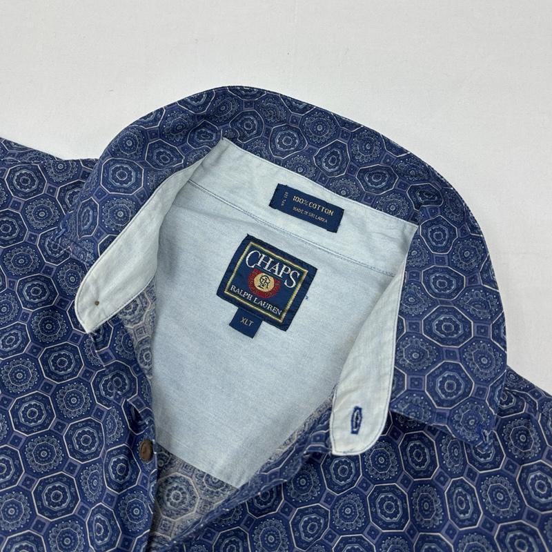 チャップスラルフローレン CHAPSRALPHLAUREN シャツ、ブラウス 半袖 80年代 ビンテージ スリランカ製 総柄 ボタンダウン 半袖 シャツ 80s VINATGE XL 総柄 メンズ USED 古着 中古 50167024