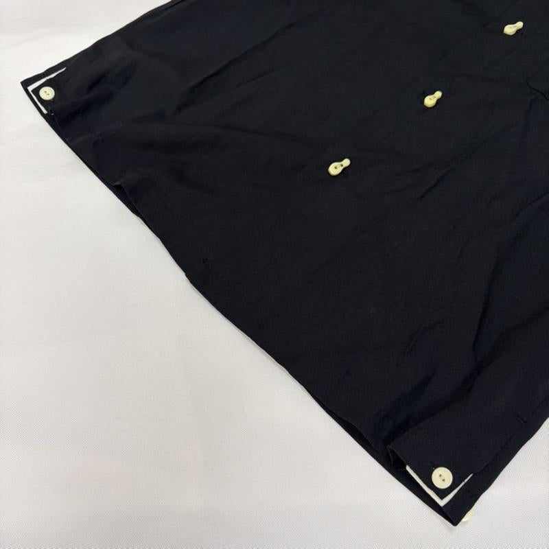 ヒューストン HOUSTON シャツ、ブラウス 半袖 ボーリングシャツ 髑髏 スカル 刺繍 モノトーン M 刺繍 白 / ホワイト / white X 黒 / ブラック / black メンズ USED 古着 中古 50167030