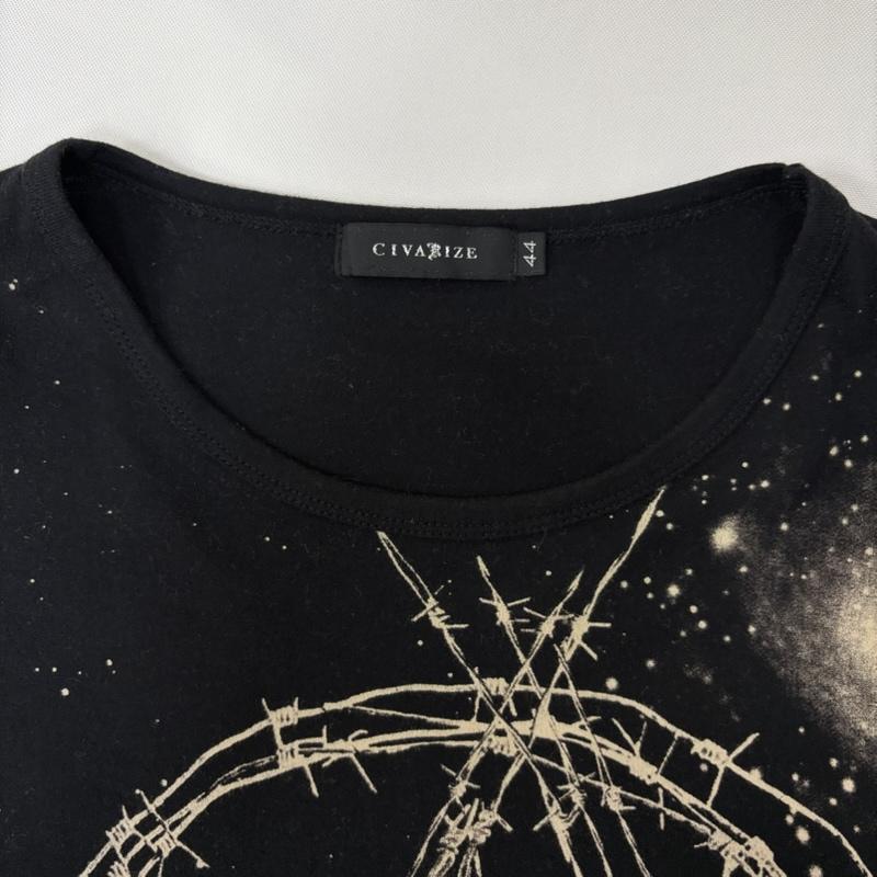 シウ゛ァーライズ CIVARIZE カットソー 長袖 有刺鉄線 六芒星 space universe 44 総柄 黒 / ブラック / black メンズ USED 古着 中古 50167032