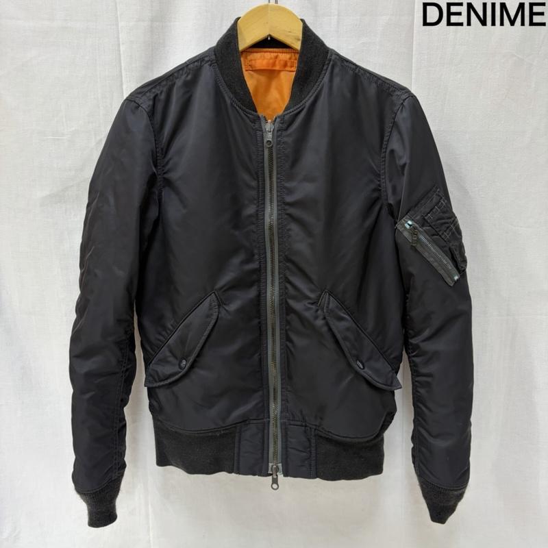 ドゥニーム Denime ジャケット、上着 フライトジャケット 旧タグ MA-1 フライトジャケット リバーシブル ririZIP ダブルジッパー SHINS 40 無地 黒 / ブラック / black X 橙 / オレンジ / orange メンズ USED 古着 中古 50167037