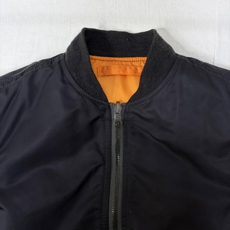 ドゥニーム Denime ジャケット、上着 フライトジャケット 旧タグ MA-1 フライトジャケット リバーシブル ririZIP ダブルジッパー SHINS 40 無地 黒 / ブラック / black X 橙 / オレンジ / orange メンズ USED 古着 中古 50167037