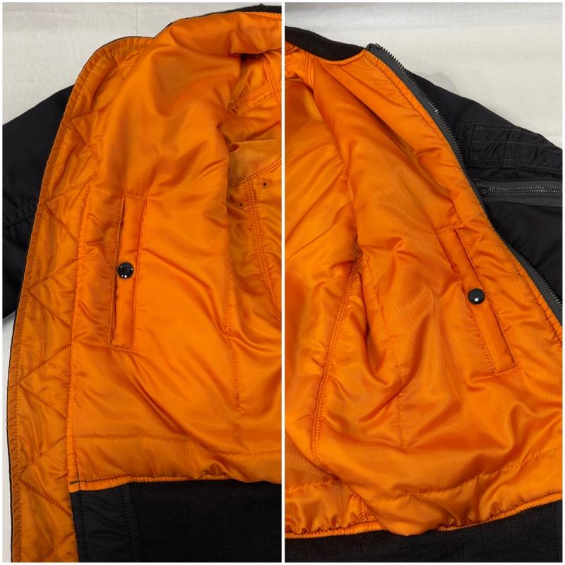 ドゥニーム Denime ジャケット、上着 フライトジャケット 旧タグ MA-1 フライトジャケット リバーシブル ririZIP ダブルジッパー SHINS 40 無地 黒 / ブラック / black X 橙 / オレンジ / orange メンズ USED 古着 中古 50167037