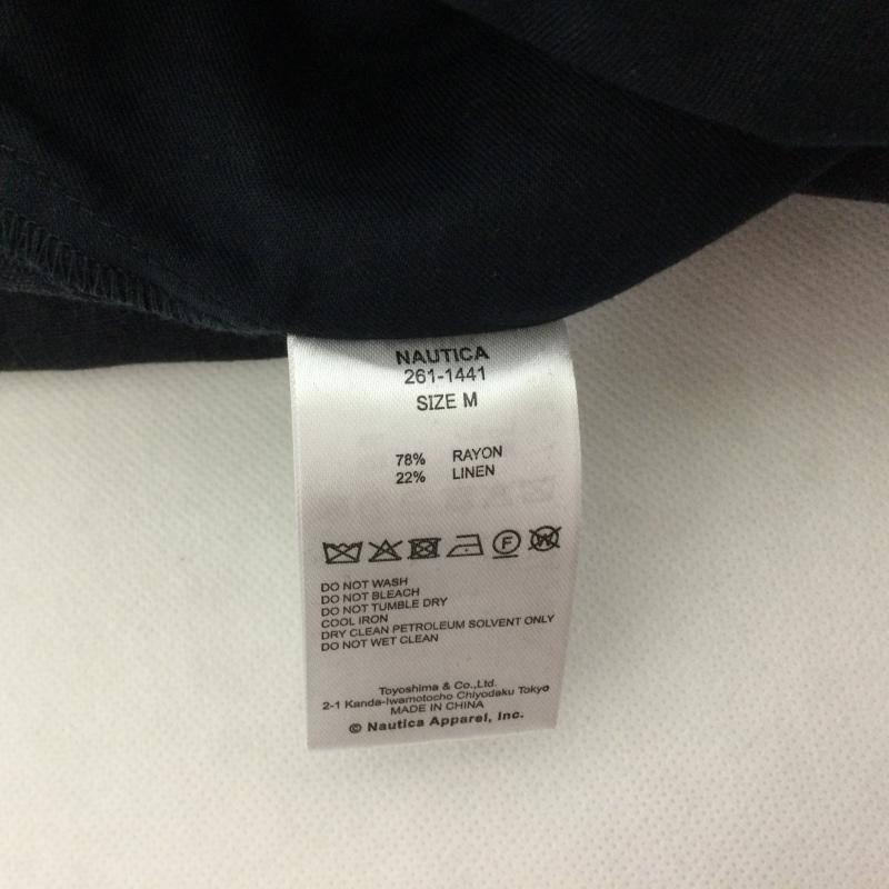 ノーティカ NAUTICA パンツ スラックス 261-1441 レーヨン✕麻 インツータック テーパードパンツ 裾W仕上げ 内側ドーローコード付 M 無地 紺 / ネイビー / navy メンズ USED 古着 中古 50167039