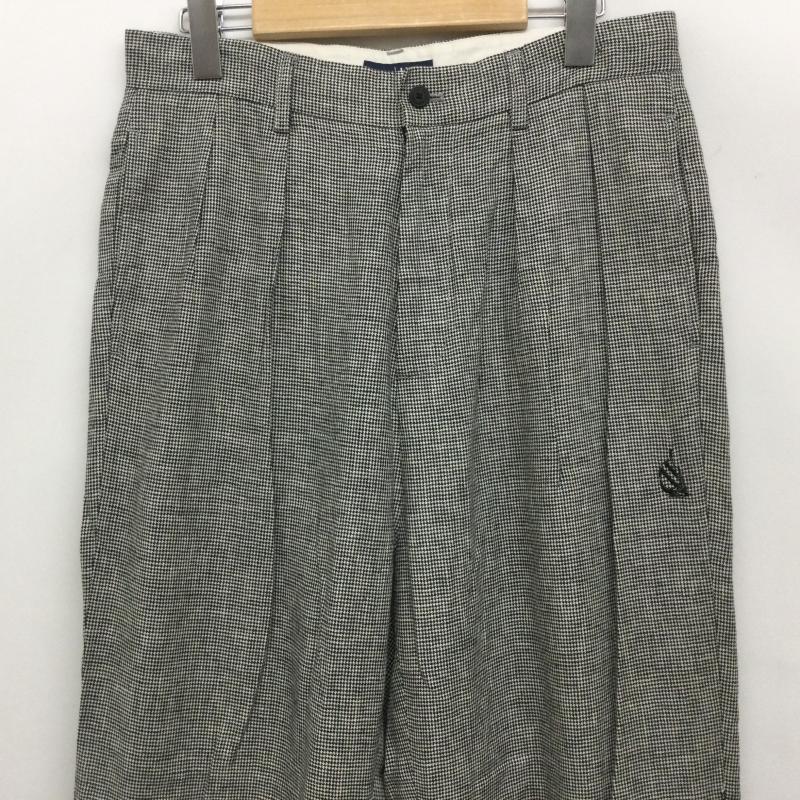 ノーティカ NAUTICA パンツ スラックス 261-1441 千鳥柄 レーヨン✕麻 インツータック テーパードパンツ 裾W仕上げ 内側ドーローコード付 M 千鳥格子 白 / ホワイト / white X 黒 / ブラック / black メンズ USED 古着 中古 50167041
