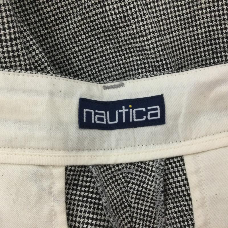 ノーティカ NAUTICA パンツ スラックス 261-1441 千鳥柄 レーヨン✕麻 インツータック テーパードパンツ 裾W仕上げ 内側ドーローコード付 M 千鳥格子 白 / ホワイト / white X 黒 / ブラック / black メンズ USED 古着 中古 50167041