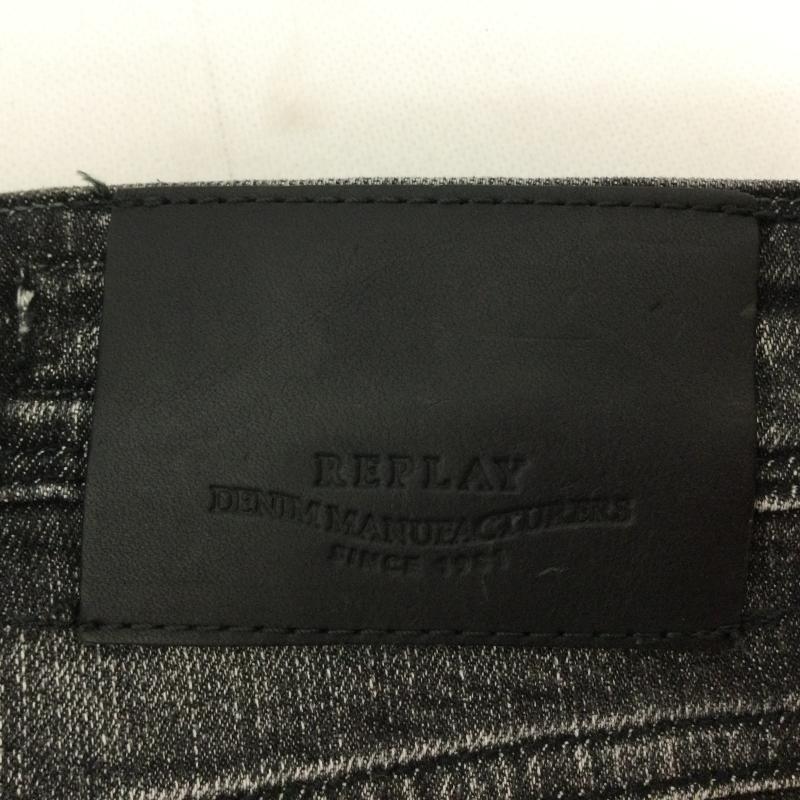 リプレイ REPLAY パンツ デニム、ジーンズ ANBASS SLIM FIT ストレッチ ブラックジーンズ ダメージ加工デニムパンツ 28インチ 28インチ 無地 黒 / ブラック / black メンズ USED 古着 中古 50167043