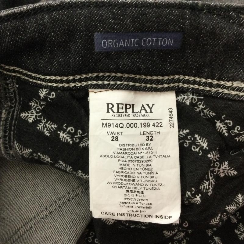リプレイ REPLAY パンツ デニム、ジーンズ ANBASS SLIM FIT ストレッチ ブラックジーンズ ダメージ加工デニムパンツ 28インチ 28インチ 無地 黒 / ブラック / black メンズ USED 古着 中古 50167043