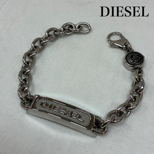 ディーゼル DIESEL アクセサリー ブレスレット、バングル ID ロゴ プレート ブレイブマン チェーン ブレスレット シルバー カラー ステンレス スチール - メンズ USED 古着 中古 50167054