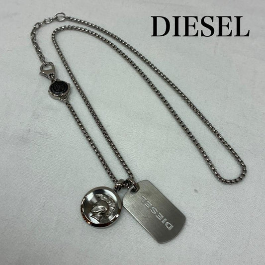 ディーゼル DIESEL アクセサリー ネックレス、ペンダント ロゴ 型押し ドッグタグ ブレイブマン コイン チェーン ネックレス シルバー カラー ステンレス スチール - メンズ USED 古着 中古 50167055