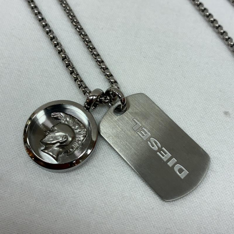ディーゼル DIESEL アクセサリー ネックレス、ペンダント ロゴ 型押し ドッグタグ ブレイブマン コイン チェーン ネックレス シルバー カラー ステンレス スチール - メンズ USED 古着 中古 50167055