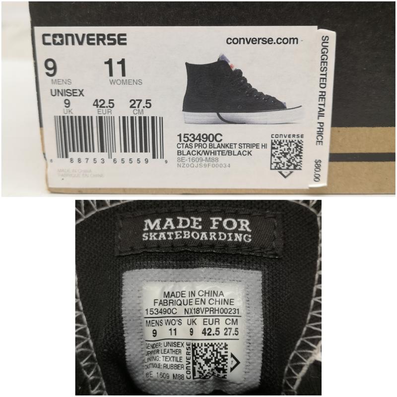 コンバース CONVERSE スニーカー スニーカー 153490C CONS CTAS PRO BLANKET STRIPE ブランケット ストライプ HI 日本未発売 27.5cm 黒 / ブラック / black メンズ USED 古着 中古 50167056