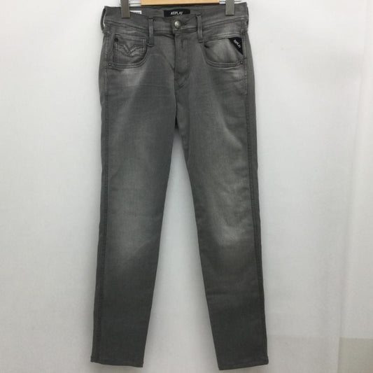 リプレイ REPLAY パンツ デニム、ジーンズ ANBASS SLIM FIT ストレッチ スリムジーンズ RECYCLED360 28インチ 無地 灰 / グレー / gray メンズ USED 古着 中古 50167057