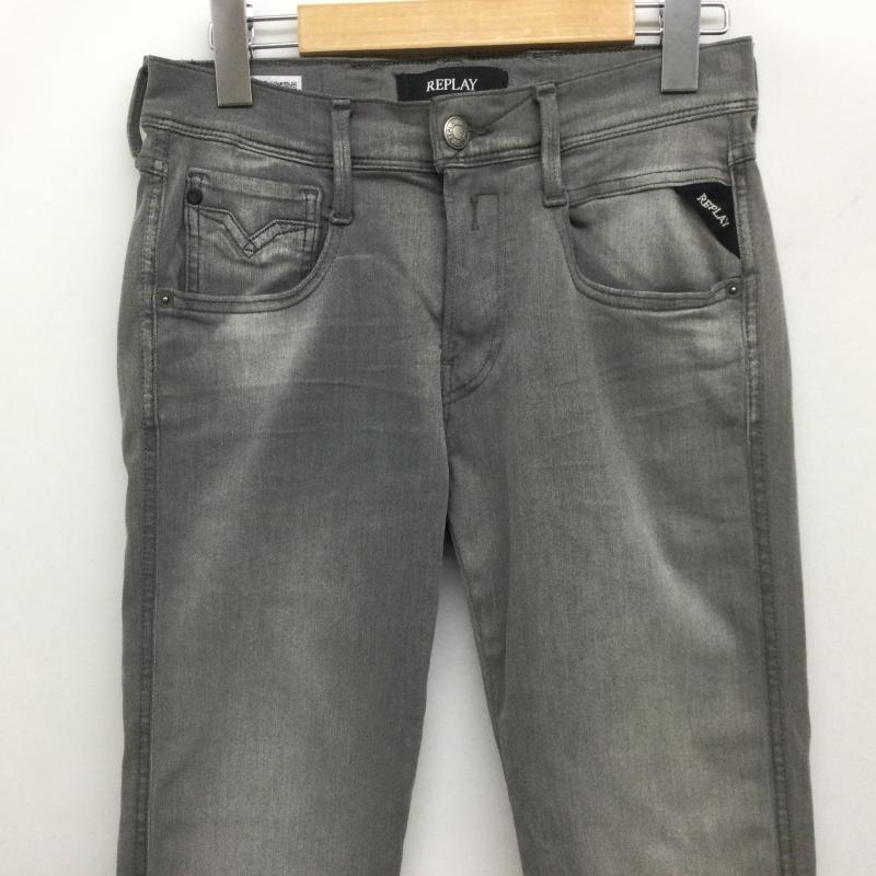リプレイ REPLAY パンツ デニム、ジーンズ ANBASS SLIM FIT ストレッチ スリムジーンズ RECYCLED360 28インチ 無地 灰 / グレー / gray メンズ USED 古着 中古 50167057