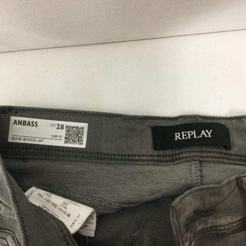 リプレイ REPLAY パンツ デニム、ジーンズ ANBASS SLIM FIT ストレッチ スリムジーンズ RECYCLED360 28インチ 無地 灰 / グレー / gray メンズ USED 古着 中古 50167057