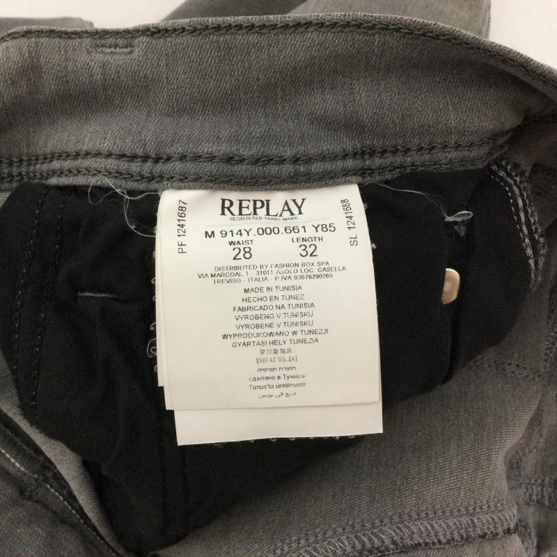 リプレイ REPLAY パンツ デニム、ジーンズ ANBASS SLIM FIT ストレッチ スリムジーンズ RECYCLED360 28インチ 無地 灰 / グレー / gray メンズ USED 古着 中古 50167057