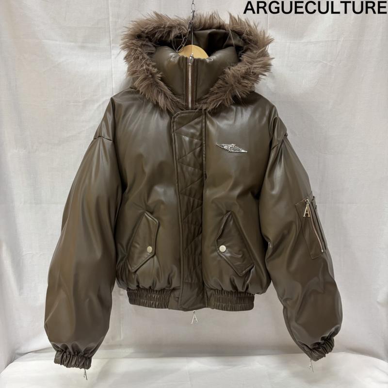 古着 USED ジャケット、上着 ジャンパー、ブルゾン ARGUECULTURE アーギューカルチャー フェイクレザー中綿ジャケット フードファー ダブルジップ M 無地 茶 / ブラウン / brown メンズ USED 古着 中古 50167064