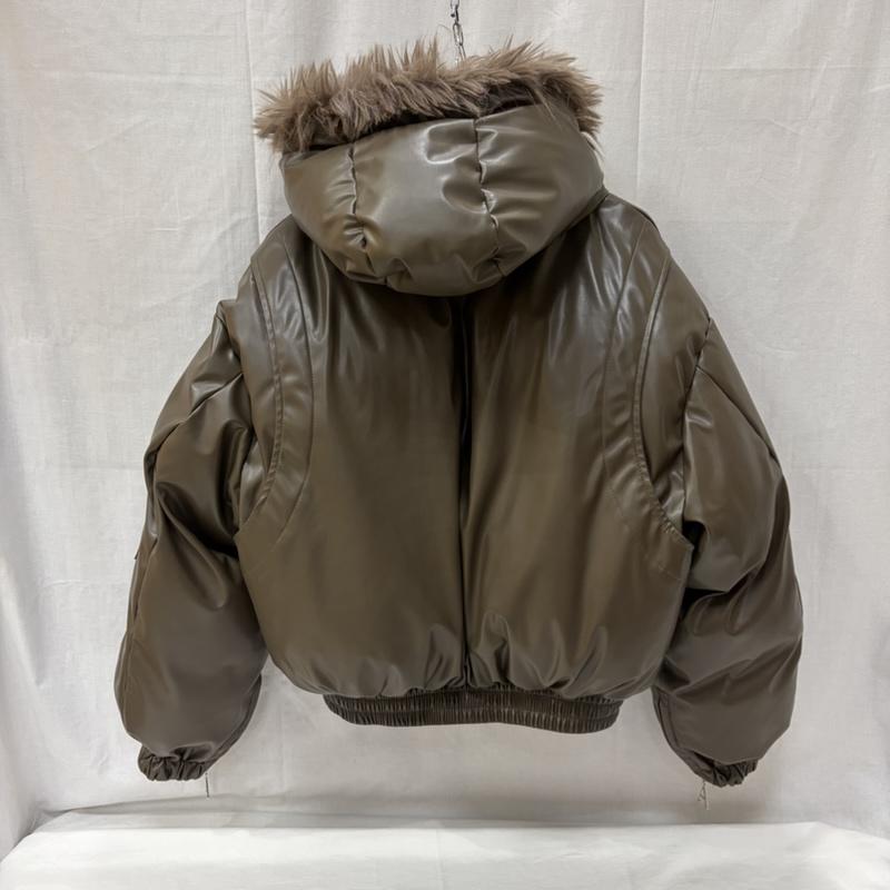 古着 USED ジャケット、上着 ジャンパー、ブルゾン ARGUECULTURE アーギューカルチャー フェイクレザー中綿ジャケット フードファー ダブルジップ M 無地 茶 / ブラウン / brown メンズ USED 古着 中古 50167064