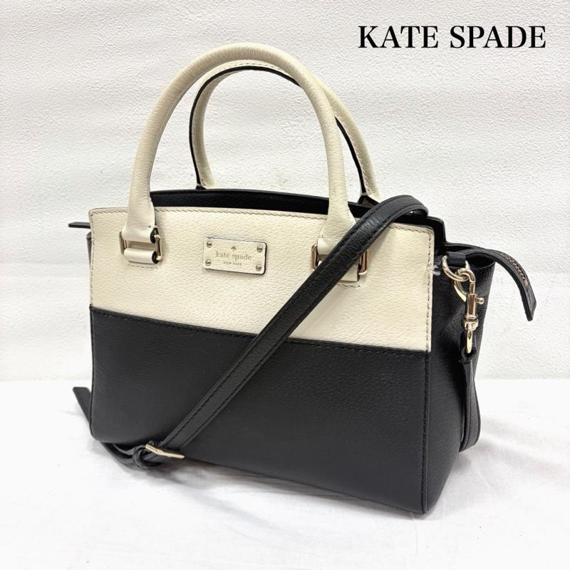 ケイトスペード Kate Spade ショルダーバッグ ショルダーバッグ バイカラー ロゴプレート サッチェルバッグ ショルダー ハンド 2WAY - ワンポイント X ロゴ、文字 白 / ホワイト / white X 青 / ブルー / blue X 金 / ゴールド / gold color レディース USED 古着 中古 50167066