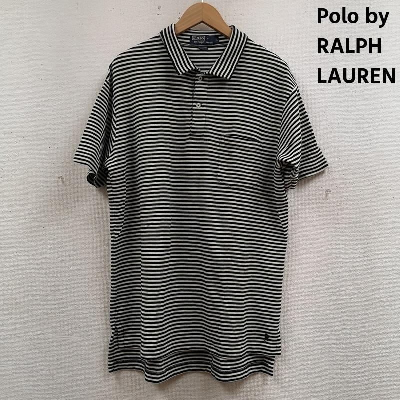 ポロバイラルフローレン Polo by RALPH LAUREN ポロシャツ 半袖 サイドスリット ワンポイント ボーダー ポニー 刺繍 半袖 ポロシャツ L 白 / ホワイト / white X 紺 / ネイビー / navy メンズ USED 古着 中古 50167075
