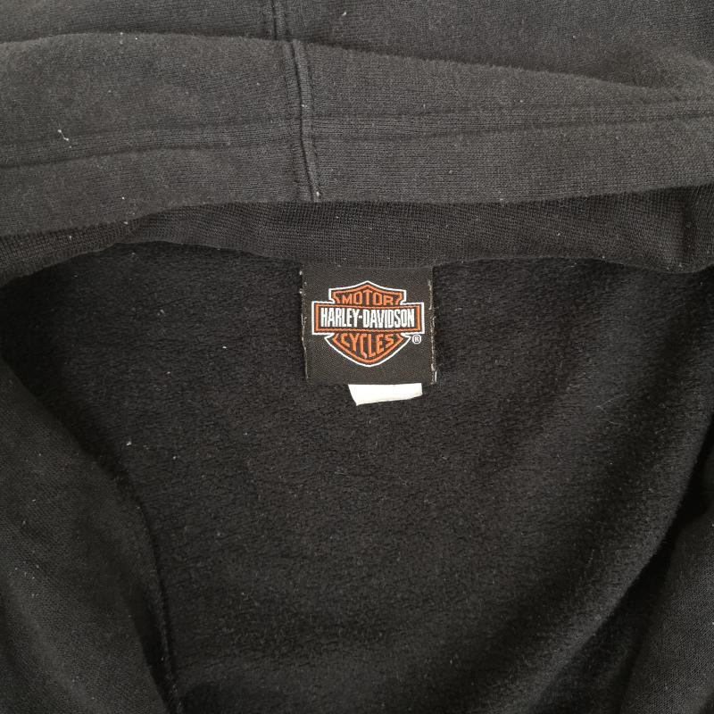 ハーレーダビッドソン Harley-Davidson パーカー 長袖 アメリカン バイク バイカー モーターサイクル スウェット フルジップ パーカー 黒 / ブラック / black メンズ USED 古着 中古 50167078