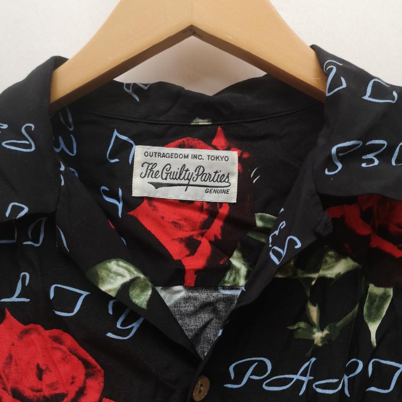 ワコマリア WACKO MARIA シャツ、ブラウス 半袖 GUILTYPARTIES PARADISE TOKYO アロハ シャツ レーヨン 薔薇 ローズ L 黒 / ブラック / black X ベージュ / ベージュ / beige メンズ USED 古着 中古 50167079