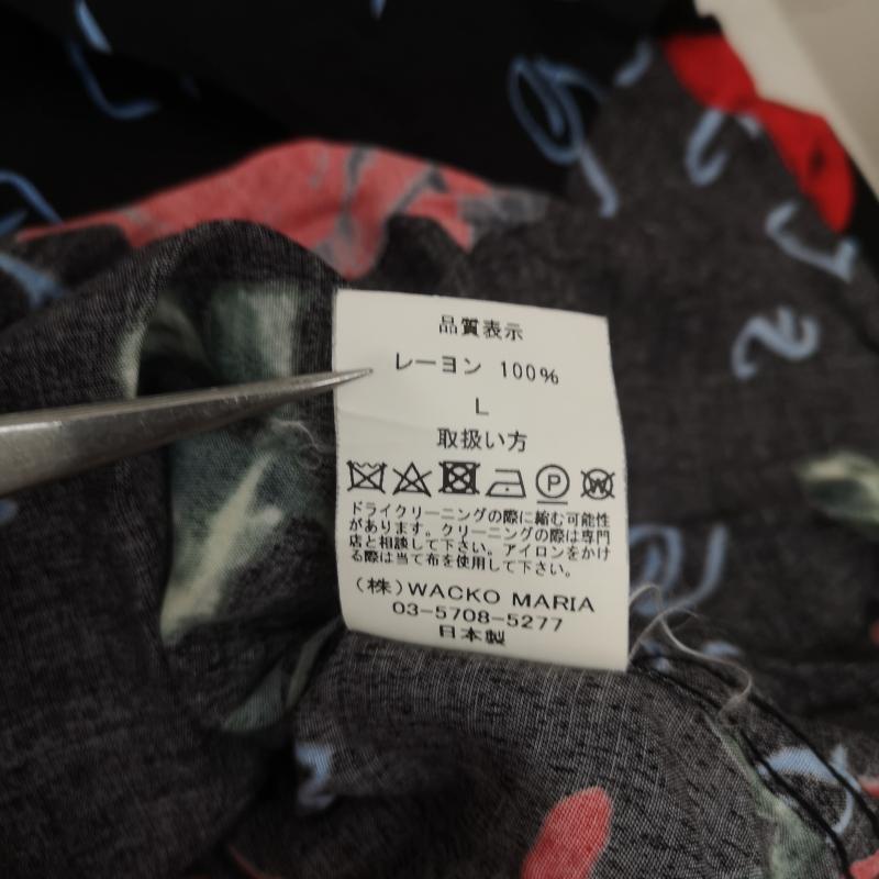 ワコマリア WACKO MARIA シャツ、ブラウス 半袖 GUILTYPARTIES PARADISE TOKYO アロハ シャツ レーヨン 薔薇 ローズ L 黒 / ブラック / black X ベージュ / ベージュ / beige メンズ USED 古着 中古 50167079