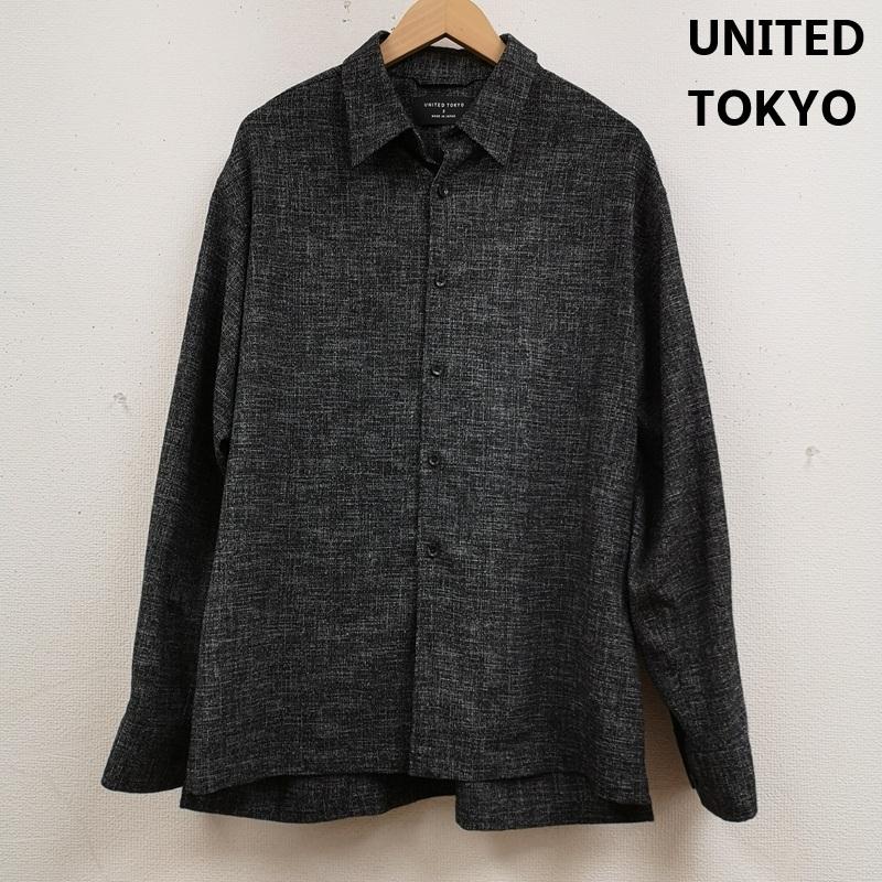 ユナイテッドトウキョウ UNITED TOKYO シャツ、ブラウス 長袖 日本製 LIGHT TWEED 貝ボタン ロング スリーブ 長袖 シャツ 136200010 2 黒 / ブラック / black X 灰 / グレー / gray メンズ USED 古着 中古 50167080