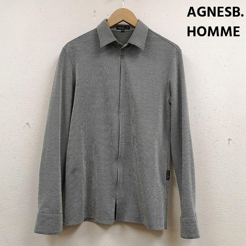 アニエスベーオム AGNESB.HOMME シャツ、ブラウス 長袖 日本製 ストライプ トカゲ レザール ジップアップ 長袖 シャツ 0651801 M 灰 / グレー / gray メンズ USED 古着 中古 50167082