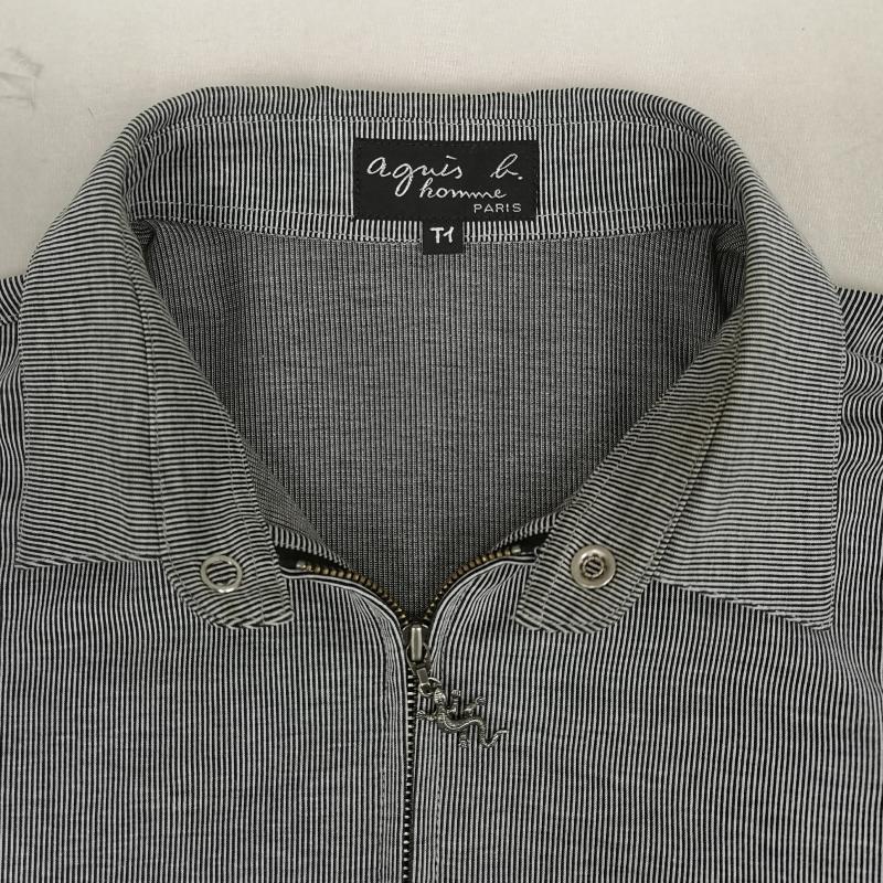アニエスベーオム AGNESB.HOMME シャツ、ブラウス 長袖 日本製 ストライプ トカゲ レザール ジップアップ 長袖 シャツ 0651801 M 灰 / グレー / gray メンズ USED 古着 中古 50167082