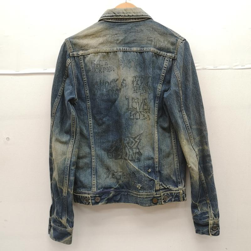 ヒステリックグラマー HYSTERIC GLAMOUR ジャケット、上着 ジャンパー、ブルゾン SP 加工 Fergus ヴィンテージ 落書き デニム ジャケット S インディゴ / インディゴ / Indigo メンズ USED 古着 中古 50167084