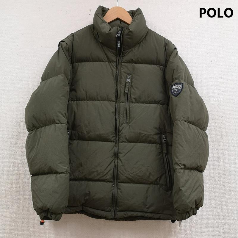 ポロ POLO ジャケット、上着 ダウンジャケット 2WAY ロゴパッチ チェストポケット ベスト ダウン ジャケット M カーキ / カーキ / khaki メンズ USED 古着 中古 50167085