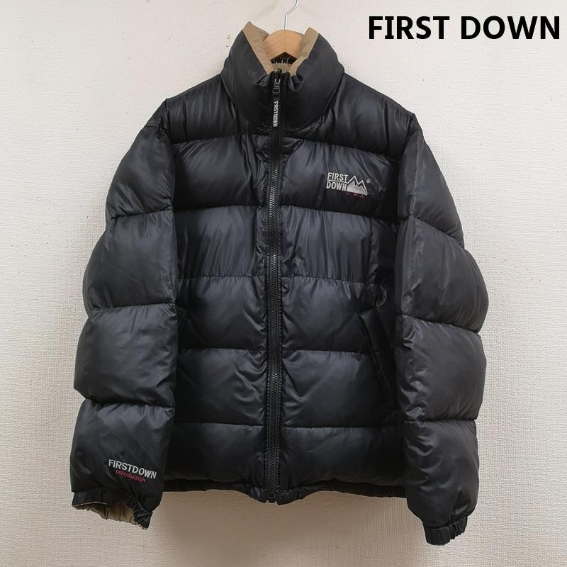 ファーストダウン FIRST DOWN ジャケット、上着 ダウンジャケット リバーシブル 2WAY 山型 ブランドロゴ 刺繡 ダウン ジャケット FD-24071 L 黒 / ブラック / black X ベージュ / ベージュ / beige メンズ USED 古着 中古 50167087