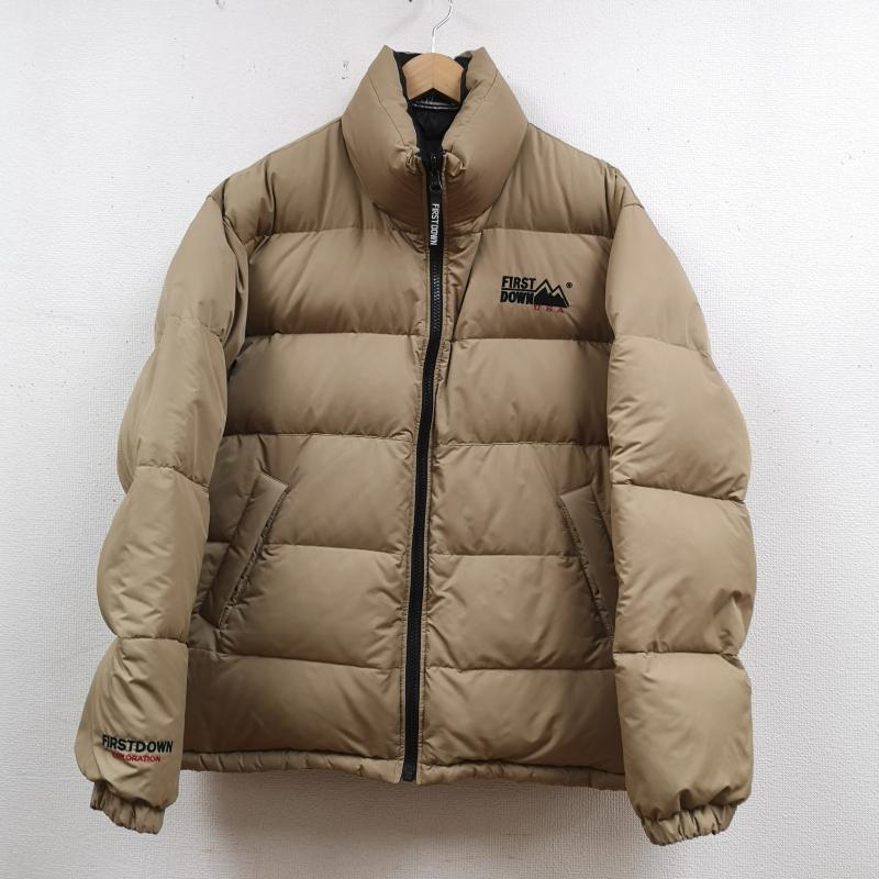 ファーストダウン FIRST DOWN ジャケット、上着 ダウンジャケット リバーシブル 2WAY 山型 ブランドロゴ 刺繡 ダウン ジャケット FD-24071 L 黒 / ブラック / black X ベージュ / ベージュ / beige メンズ USED 古着 中古 50167087