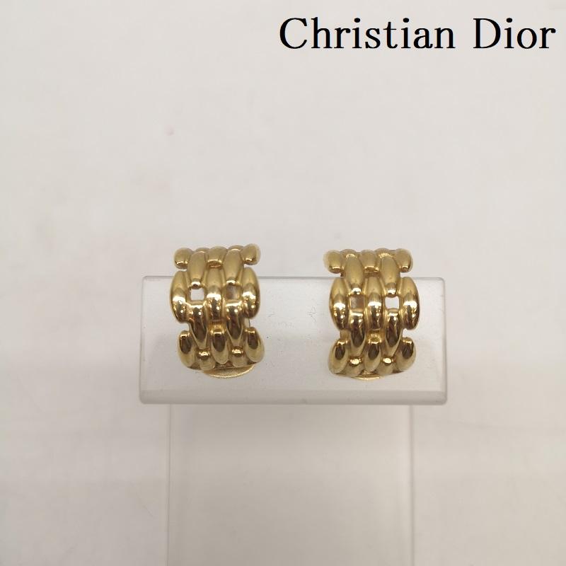 クリスチャンディオール Christian Dior アクセサリー ピアス チェーン モチーフ 大ぶり ハーフ フープ イヤリング 金 / ゴールド / gold color レディース USED 古着 中古 50167091
