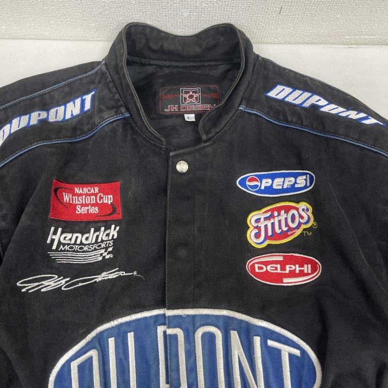 古着 USED ジャケット、上着 ジャンパー、ブルゾン JH DESIGN メキシコ製 Jeff Gordon DuPont オフィシャル レーシング ジャケット L 黒 / ブラック / black メンズ USED 古着 中古 50167096